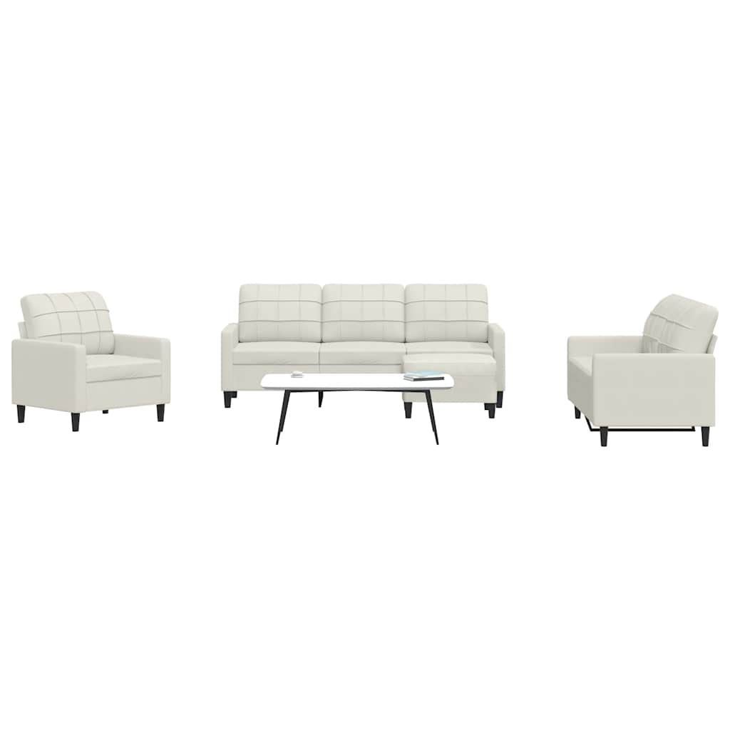 4-dijelni set sofa s jastucima krem baršunasti