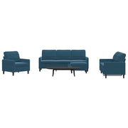 4-dijelni set sofa s jastucima plavi baršunasti