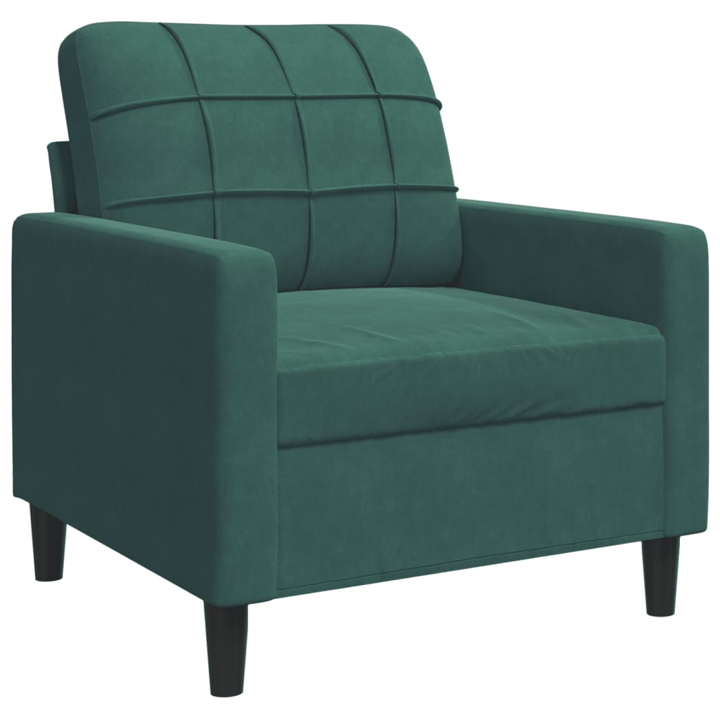 3-dijelni set sofa s jastucima tamnozeleni baršunasti