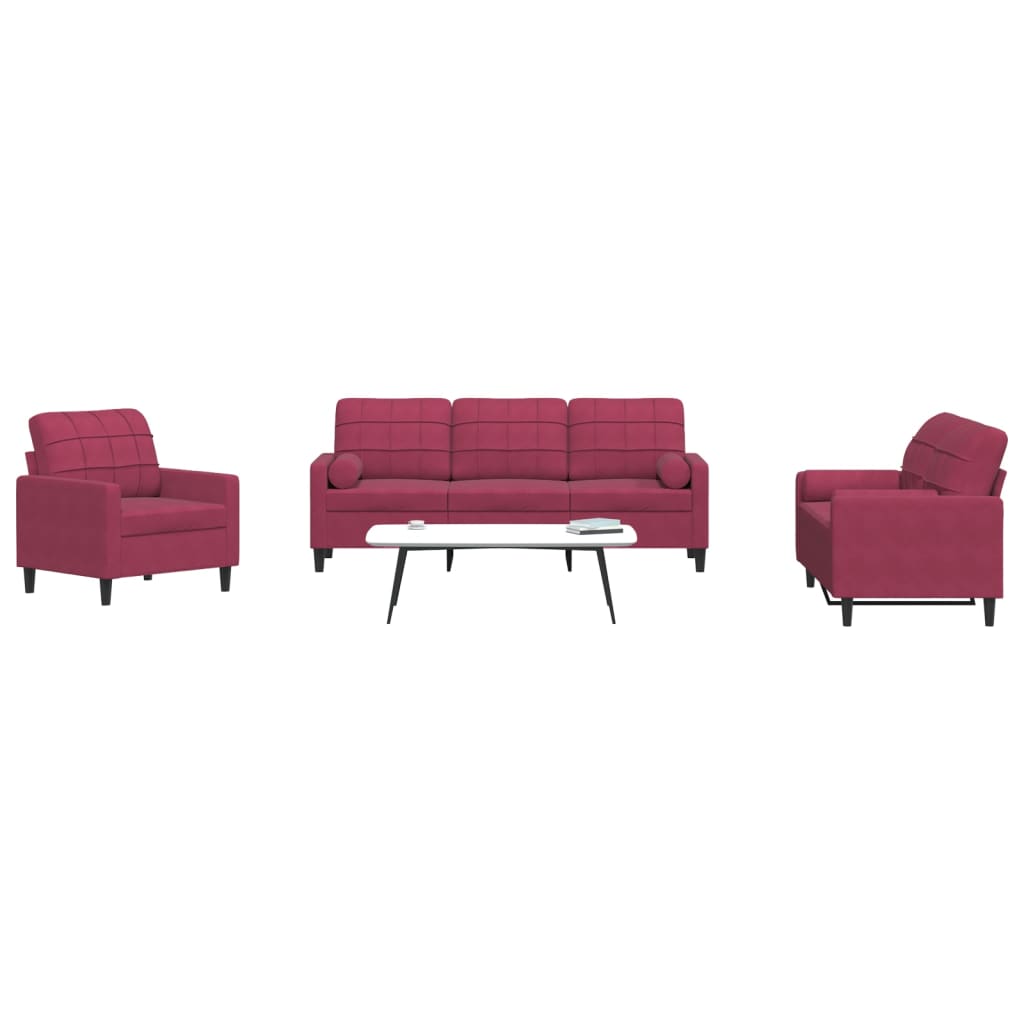 4-dijelni set sofa s jastucima baršunasti
