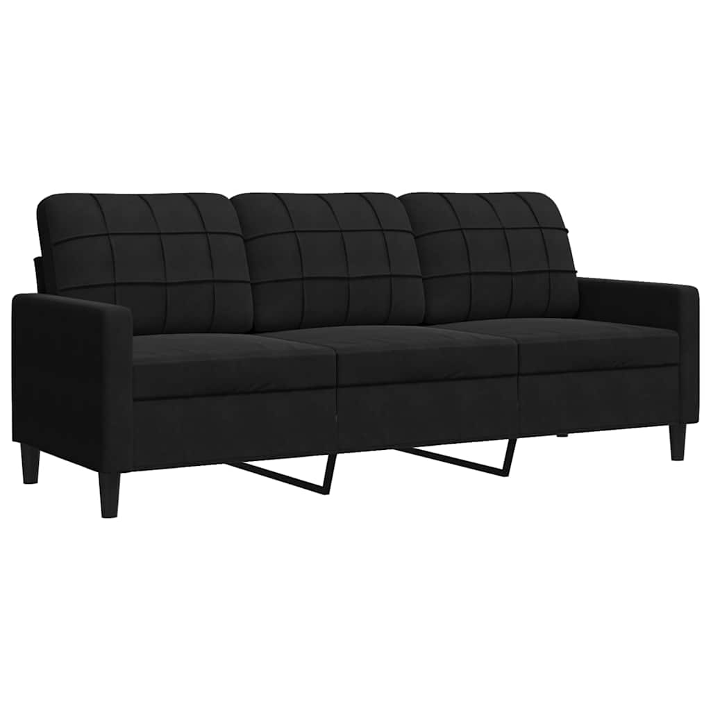 3-dijelni set sofa s jastucima crni baršunasti