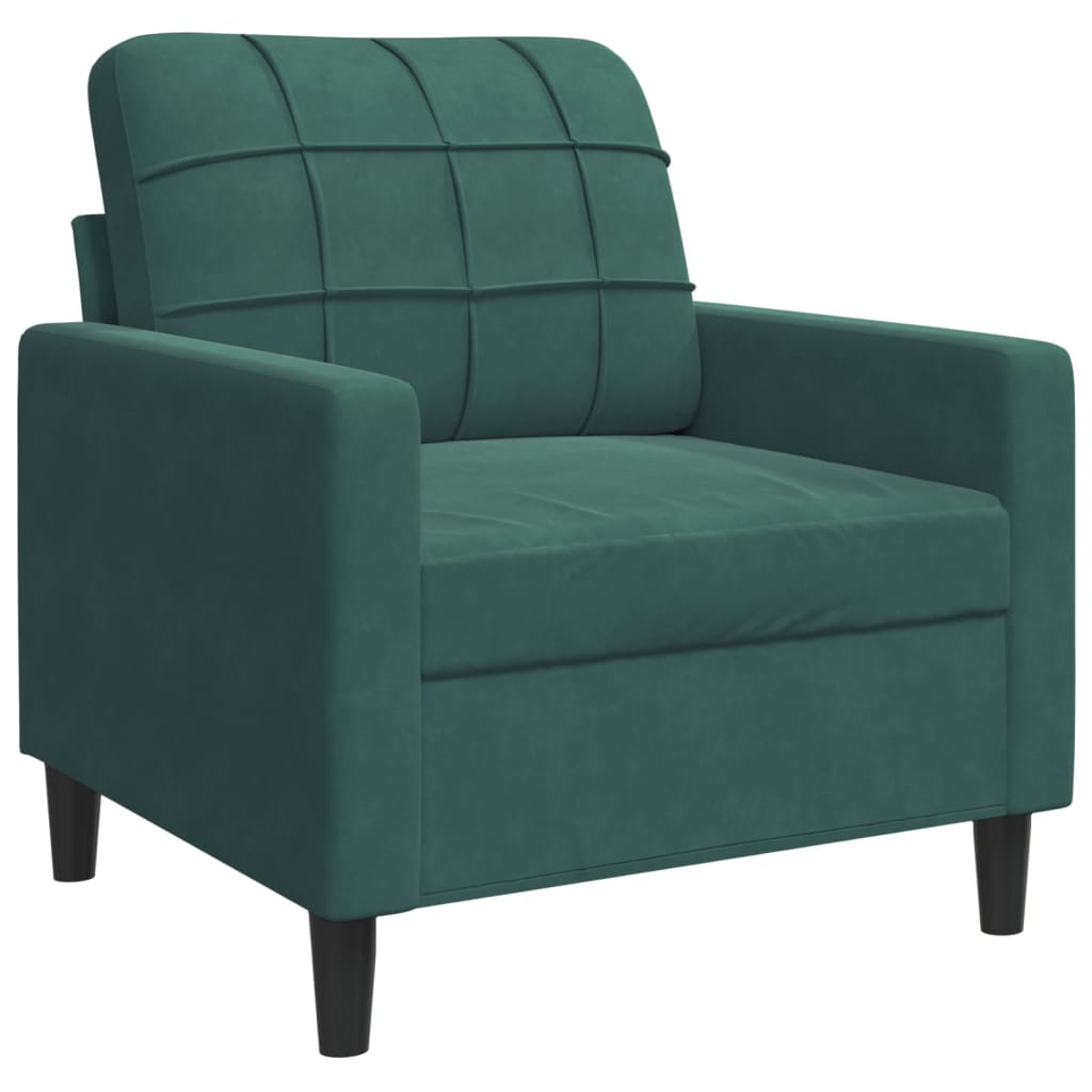 4-dijelni set sofa s jastucima tamnozeleni baršunasti