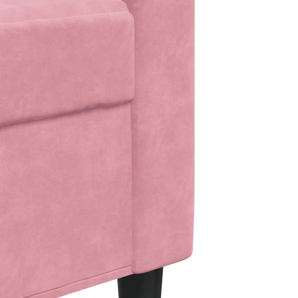 4-dijelni set sofa s jastucima ružičasti baršunasti