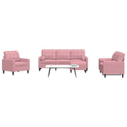 4-dijelni set sofa s jastucima ružičasti baršunasti