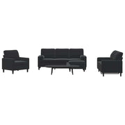 3-dijelni set sofa s jastucima crni baršunasti