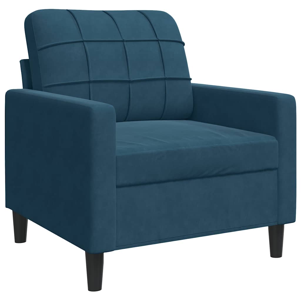 4-dijelni set sofa s jastucima plavi baršunasti