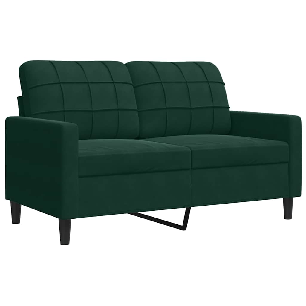 2-dijelni set sofa s jastucima tamnozeleni baršunasti