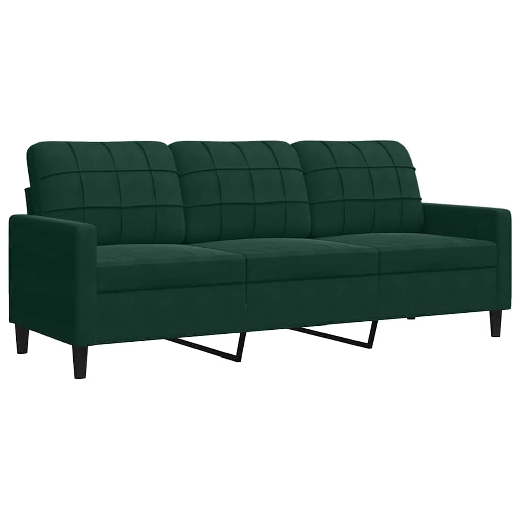 2-dijelni set sofa s jastucima tamnozeleni baršunasti