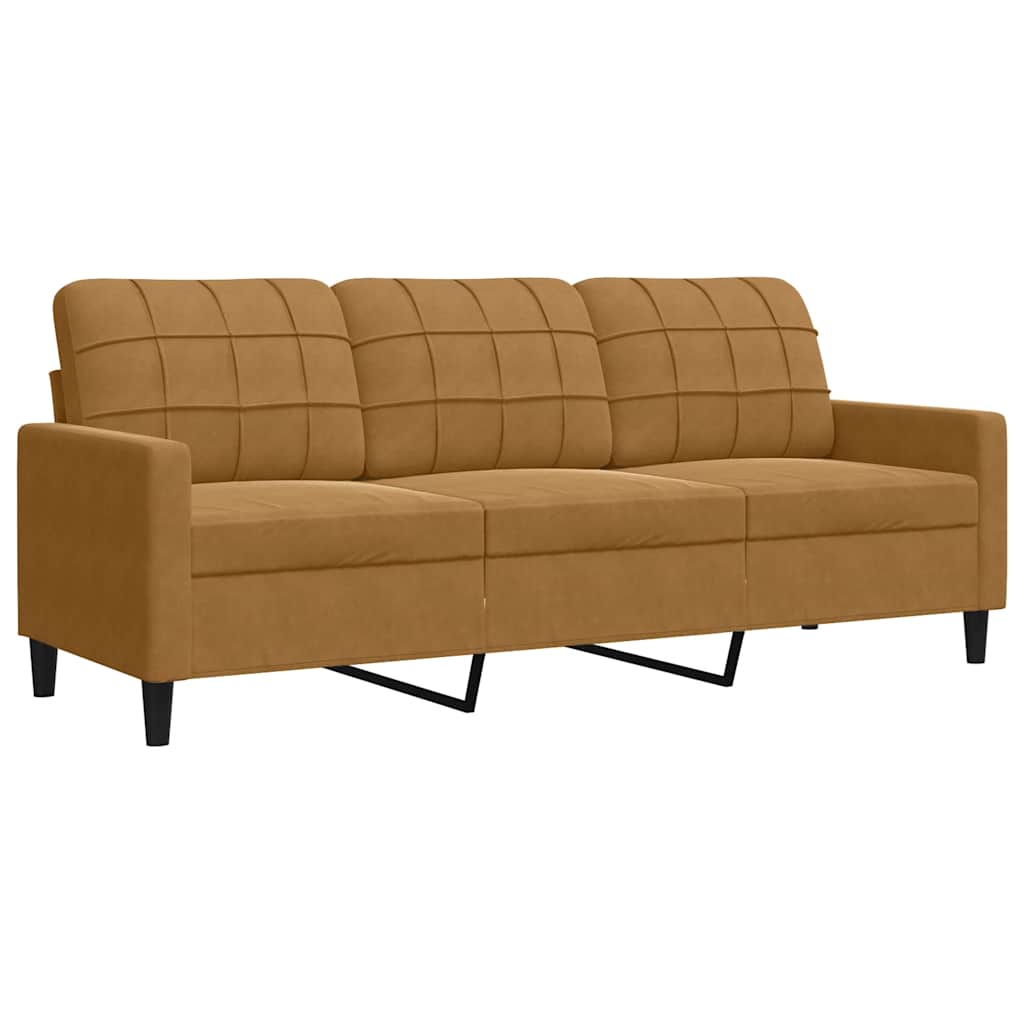 2-dijelni set sofa s jastucima smeđi baršunasti