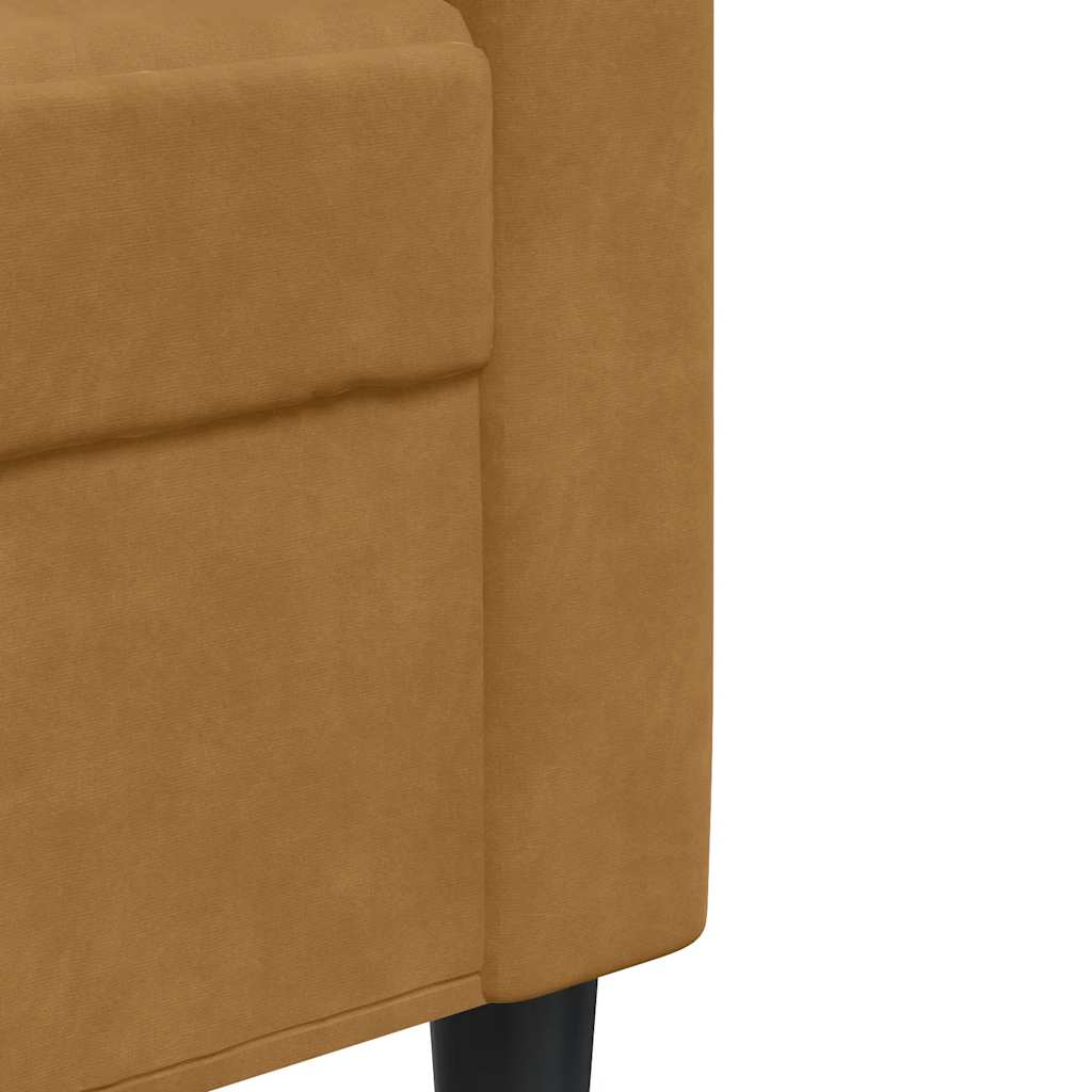2-dijelni set sofa s jastucima smeđi baršunasti