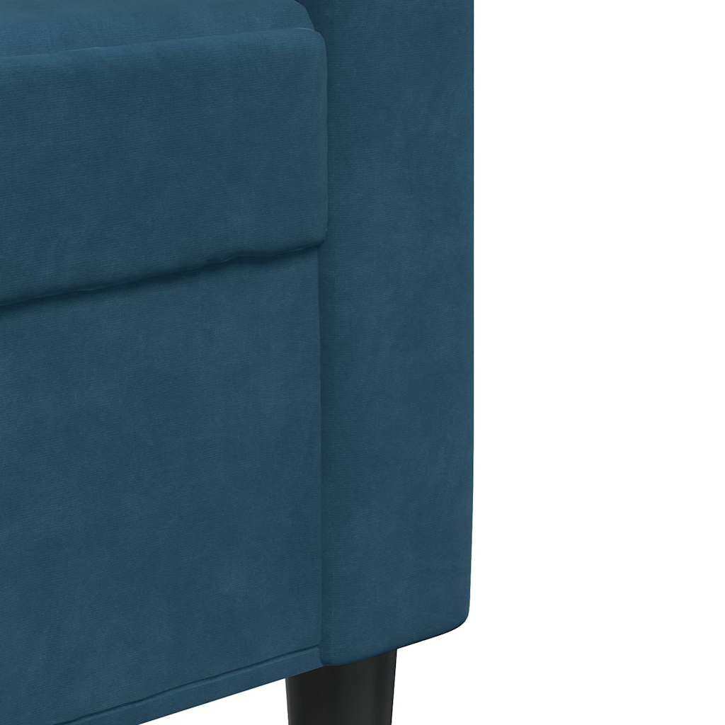2-dijelni set sofa s jastucima plavi baršunasti
