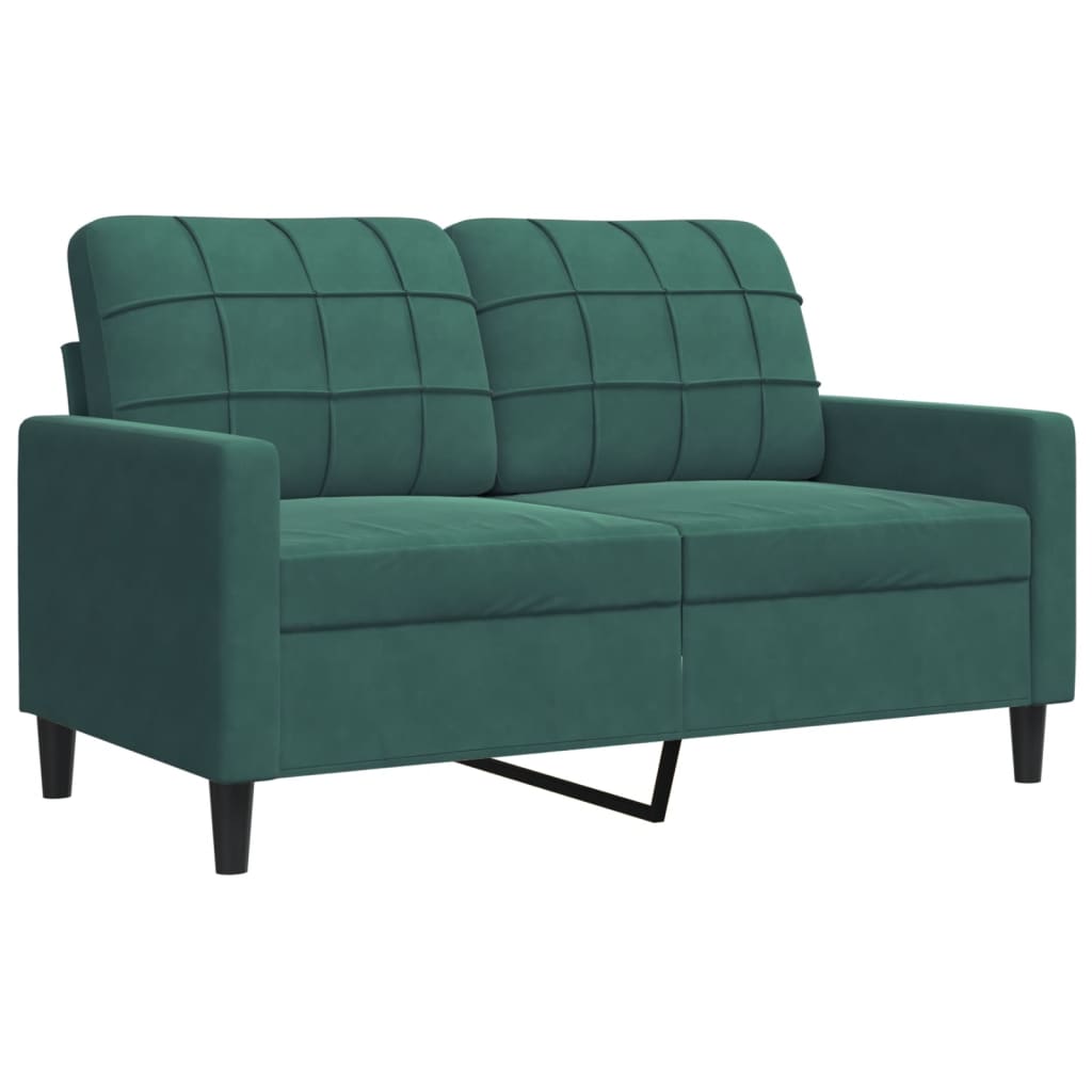 3-dijelni set sofa s jastucima tamnozeleni baršunasti