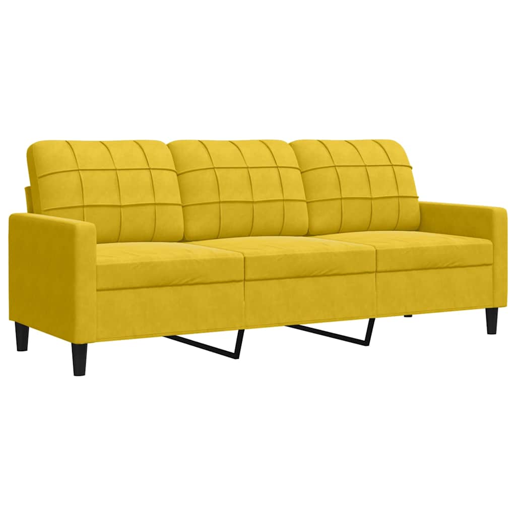 2-dijelni set sofa s jastucima žuti baršunasti