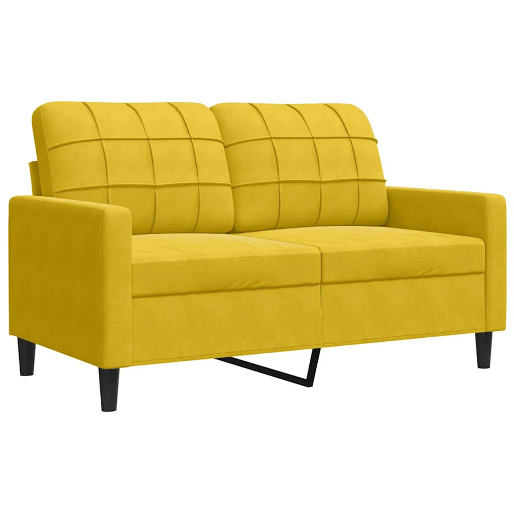 2-dijelni set sofa s jastucima žuti baršunasti
