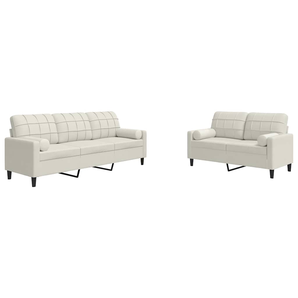 2-dijelni set sofa s jastucima krem baršunasti