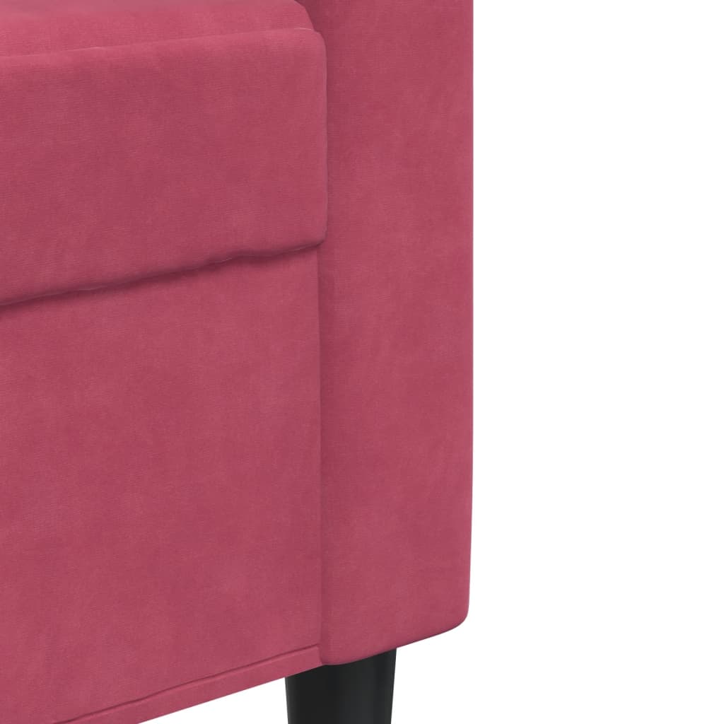 3-dijelni set sofa s jastucima crvena boja vina baršunasti