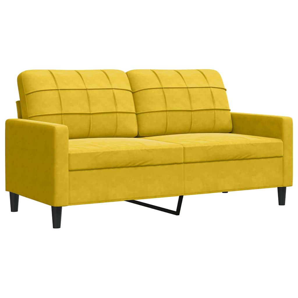 3-dijelni set sofa s jastucima žuti baršunasti