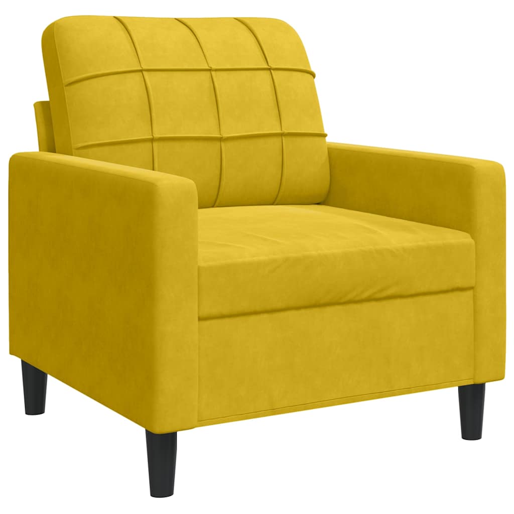 3-dijelni set sofa s jastucima žuti baršunasti