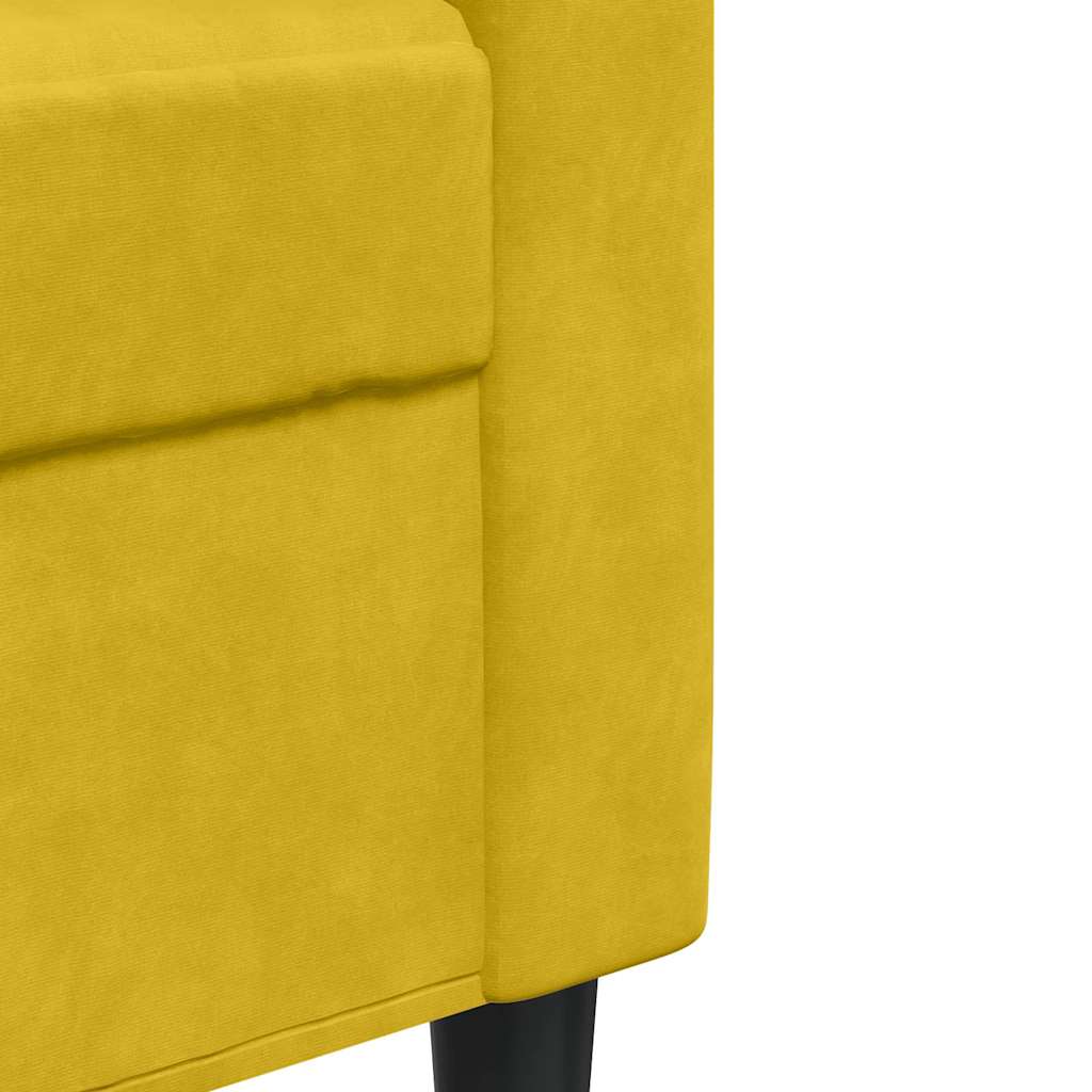 3-dijelni set sofa s jastucima žuti baršunasti
