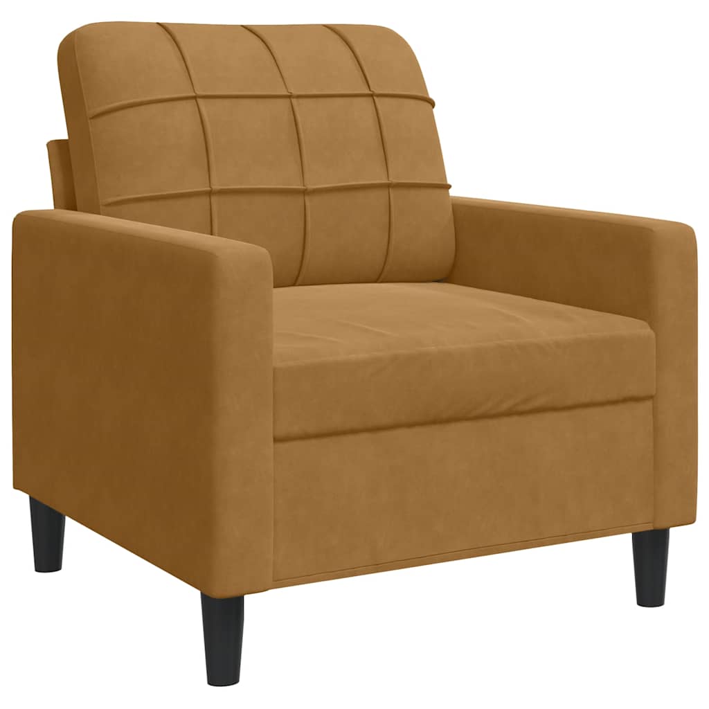 3-dijelni set sofa s jastucima smeđi baršunasti