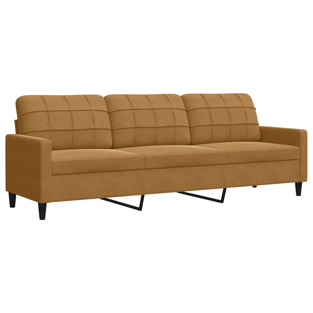 3-dijelni set sofa s jastucima smeđi baršunasti