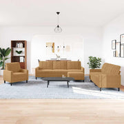 4-dijelni set sofa s jastucima smeđi baršunasti