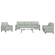 3-dijelni set sofa s jastucima svjetlosivi baršunasti