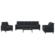 3-dijelni set sofa s jastucima crni baršunasti