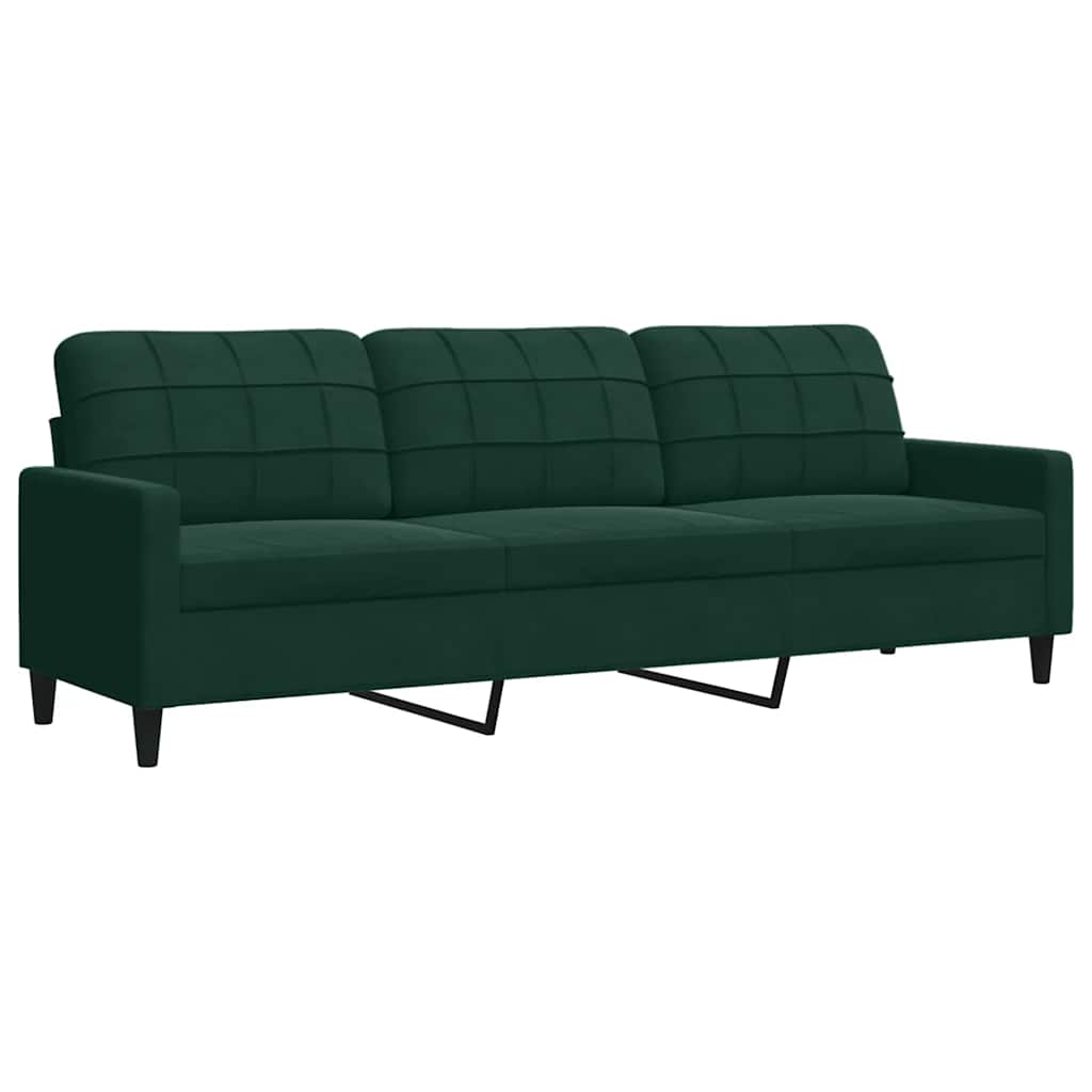 4-dijelni set sofa s jastucima tamnozeleni baršunasti
