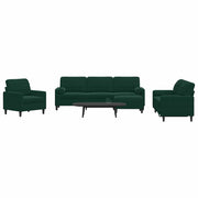 4-dijelni set sofa s jastucima tamnozeleni baršunasti