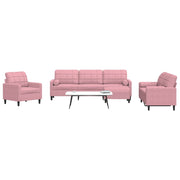 4-dijelni set sofa s jastucima ružičasti baršunasti
