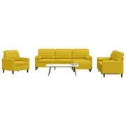 4-dijelni set sofa s jastucima žuti baršunasti