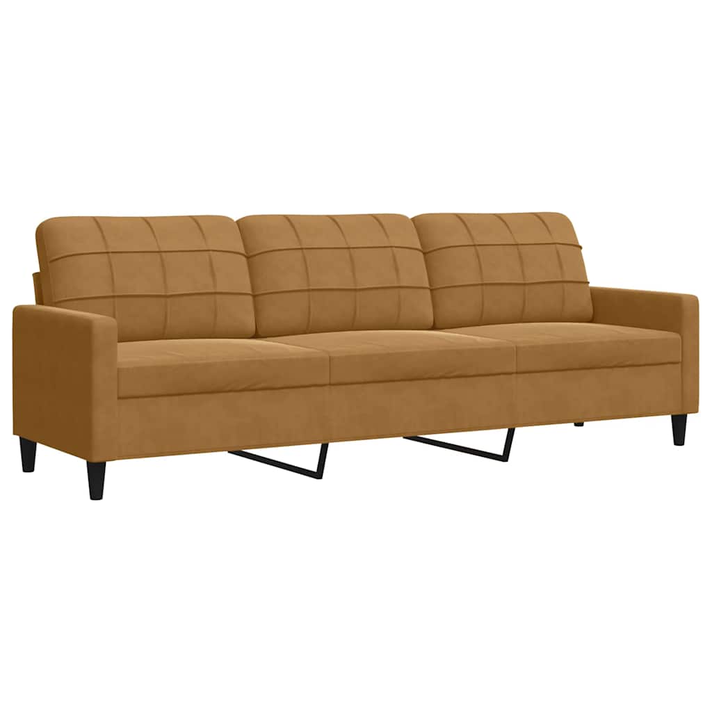 4-dijelni set sofa s jastucima smeđi baršunasti