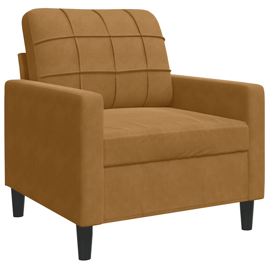 4-dijelni set sofa s jastucima smeđi baršunasti
