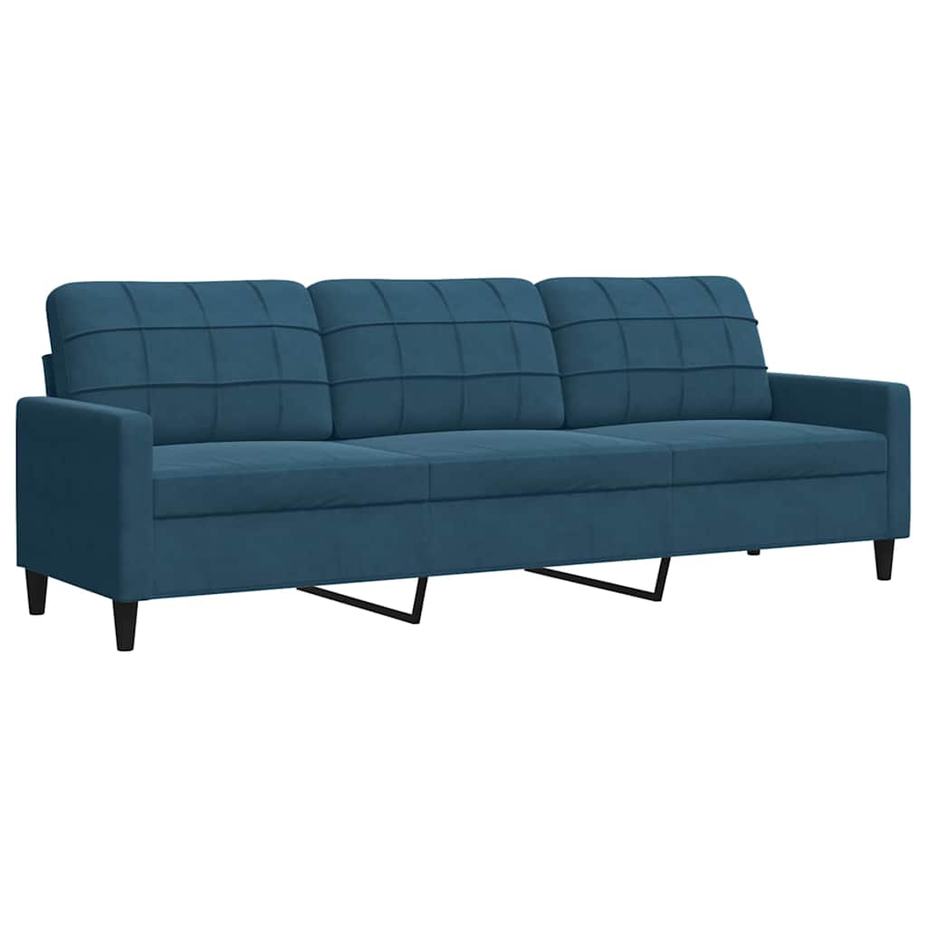 4-dijelni set sofa s jastucima plavi baršunasti