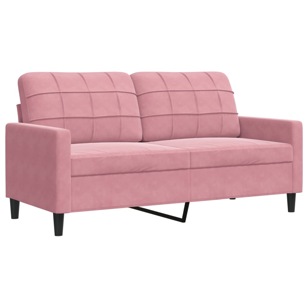 2-dijelni set sofa s jastucima ružičasti baršunasti