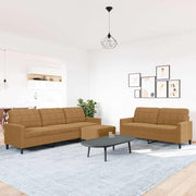 3-dijelni set sofa s jastucima smeđi baršunasti