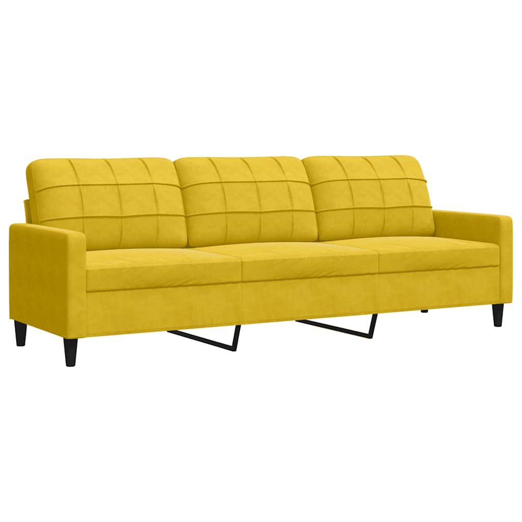 2-dijelni set sofa s jastucima žuti baršunasti