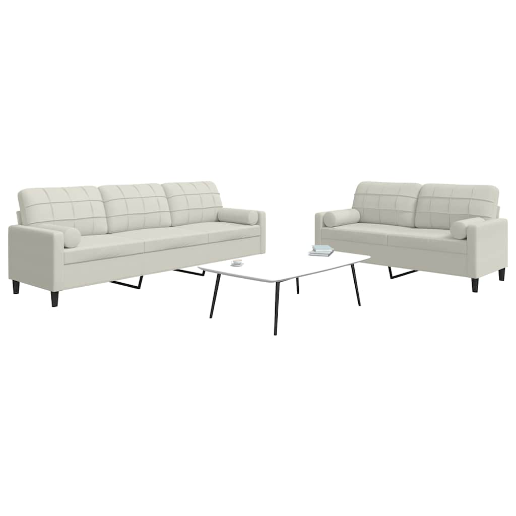 2-dijelni set sofa s jastucima krem baršunasti