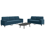 2-dijelni set sofa s jastucima plavi baršunasti