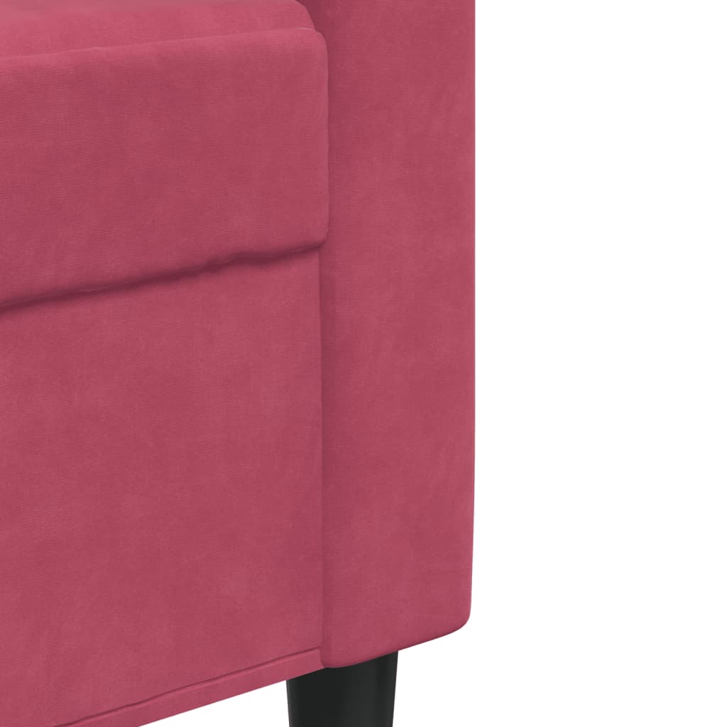 3-dijelni set sofa s jastucima crvena boja vina baršunasti
