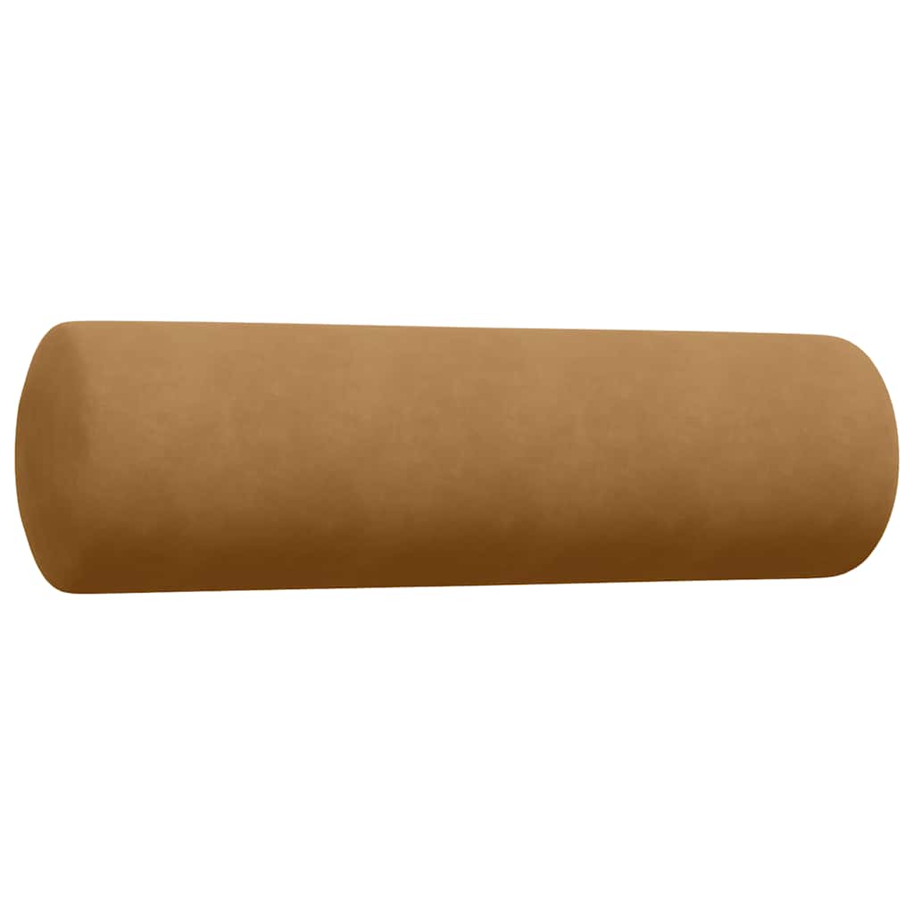 3-dijelni set sofa s jastucima smeđi baršunasti