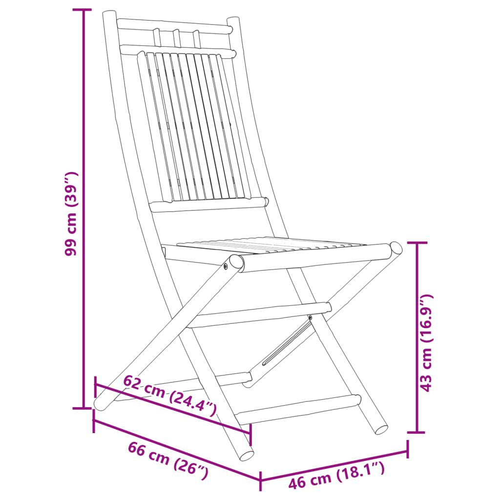Sklopive vrtne stolice 6 kom 46 x 66 x 99 cm od bambusa