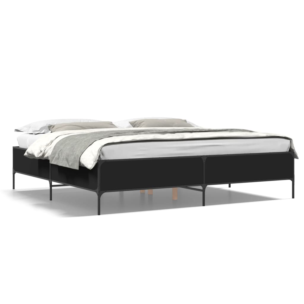 Okvir za krevet crni 180 x 200 cm konstruirano drvo i metal