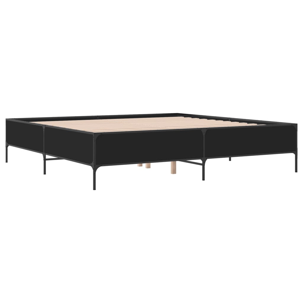 Okvir za krevet crni 180 x 200 cm konstruirano drvo i metal