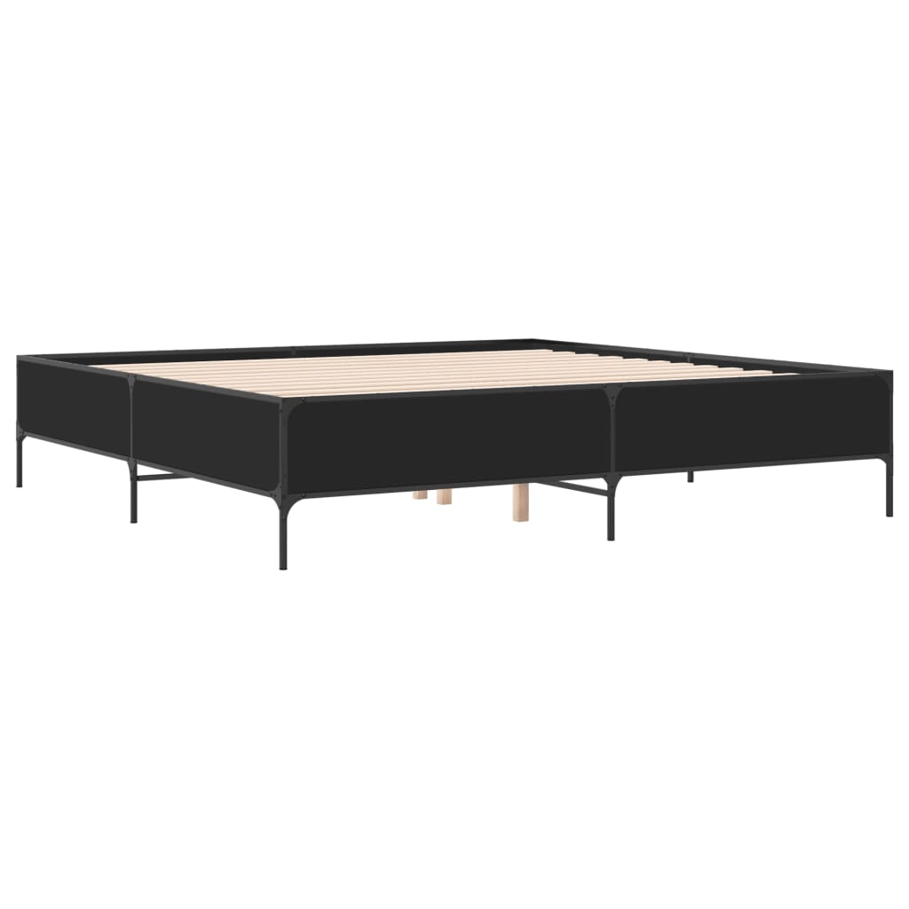 Okvir za krevet crni 180 x 200 cm konstruirano drvo i metal