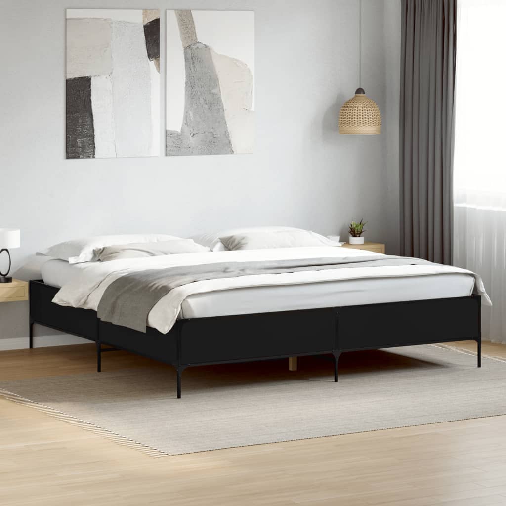 Okvir za krevet crni 180 x 200 cm konstruirano drvo i metal