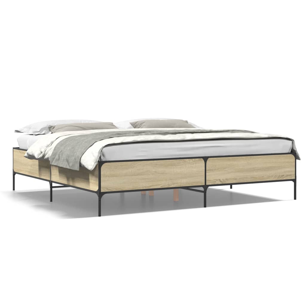 Okvir za krevet boja hrasta 180x200cm konstruirano drvo i metal