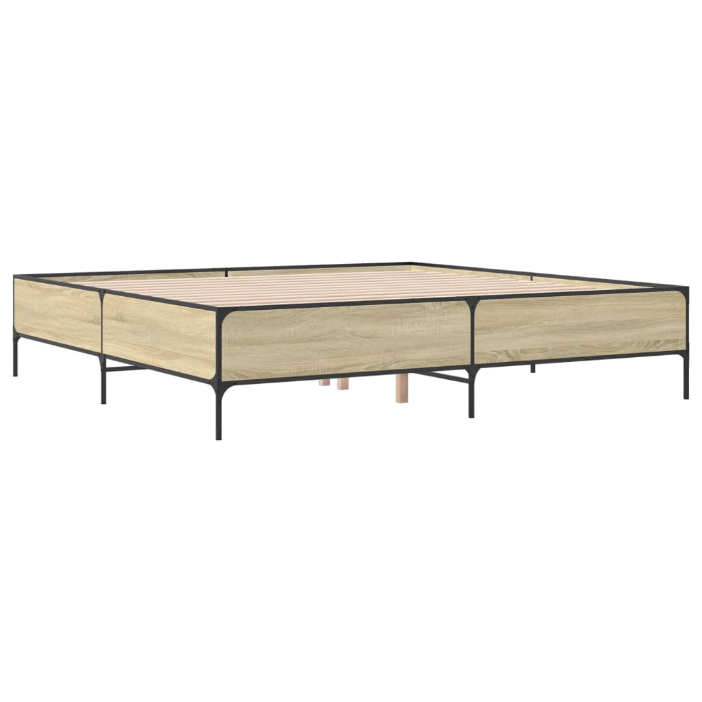 Okvir za krevet boja hrasta 180x200cm konstruirano drvo i metal