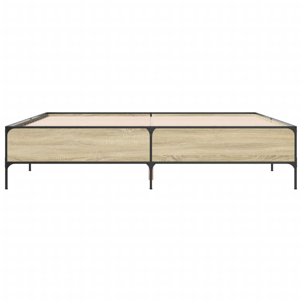 Okvir za krevet boja hrasta 180x200cm konstruirano drvo i metal